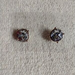 Clear button post earrings